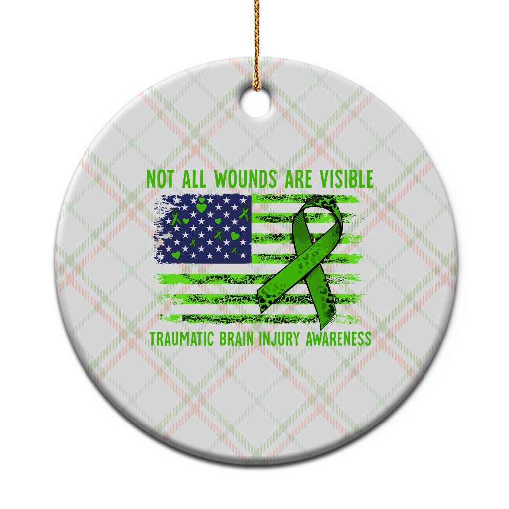 Traumatic Brain Injury Awareness Ceramic Ornament Not All Wounds Are Visible TBI Warrior American Flag - Wonder Print Shop