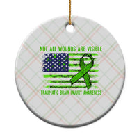Traumatic Brain Injury Awareness Ceramic Ornament Not All Wounds Are Visible TBI Warrior American Flag - Wonder Print Shop