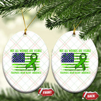 Traumatic Brain Injury Awareness Ceramic Ornament Not All Wounds Are Visible TBI Warrior American Flag - Wonder Print Shop
