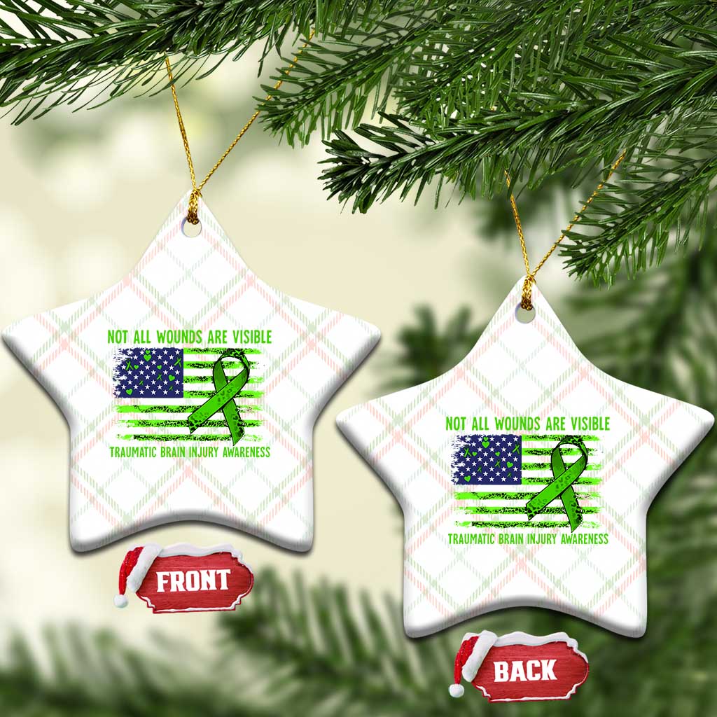 Traumatic Brain Injury Awareness Ceramic Ornament Not All Wounds Are Visible TBI Warrior American Flag - Wonder Print Shop