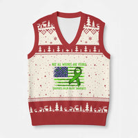 Traumatic Brain Injury Awareness V-Neck Knit Sweater Vest Not All Wounds Are Visible TBI Warrior American Flag - Wonder Print Shop