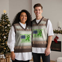 Traumatic Brain Injury Awareness V-Neck Knit Sweater Vest Not All Wounds Are Visible TBI Warrior American Flag - Wonder Print Shop