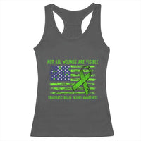 Traumatic Brain Injury Awareness Racerback Tank Top Not All Wounds Are Visible TBI Warrior American Flag