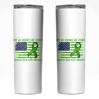 Traumatic Brain Injury Awareness Skinny Tumbler Not All Wounds Are Visible TBI Warrior American Flag