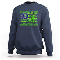 Traumatic Brain Injury Awareness Sweatshirt Not All Wounds Are Visible TBI Warrior American Flag