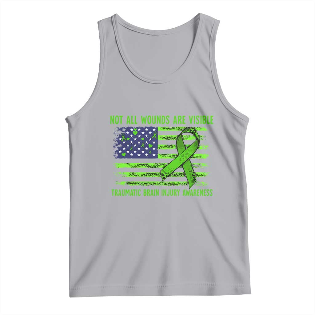 Traumatic Brain Injury Awareness Tank Top Not All Wounds Are Visible TBI Warrior American Flag