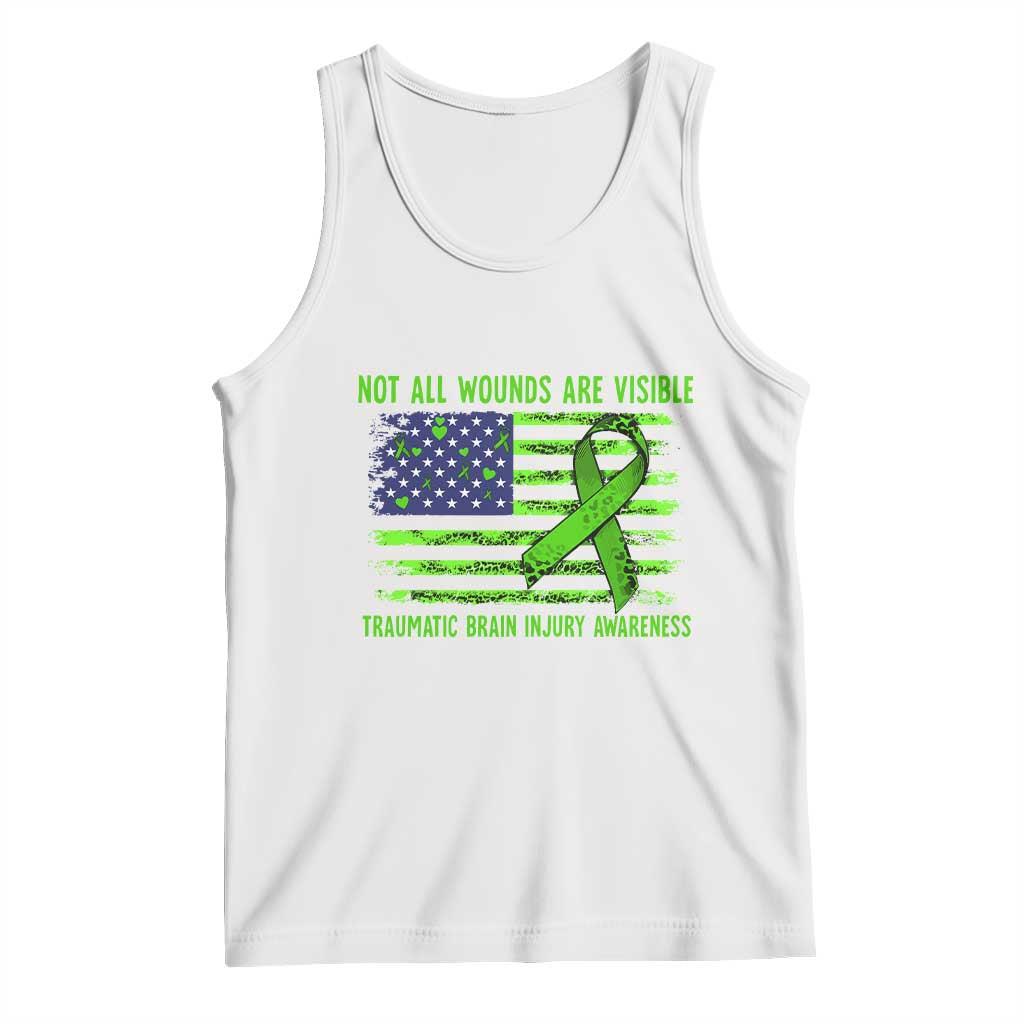 Traumatic Brain Injury Awareness Tank Top Not All Wounds Are Visible TBI Warrior American Flag