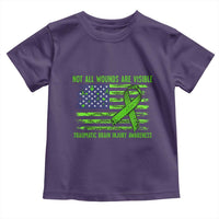Traumatic Brain Injury Awareness Toddler T Shirt Not All Wounds Are Visible TBI Warrior American Flag