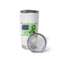 Traumatic Brain Injury Awareness Tumbler Cup Not All Wounds Are Visible TBI Warrior American Flag