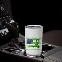 Traumatic Brain Injury Awareness Tumbler Cup Not All Wounds Are Visible TBI Warrior American Flag