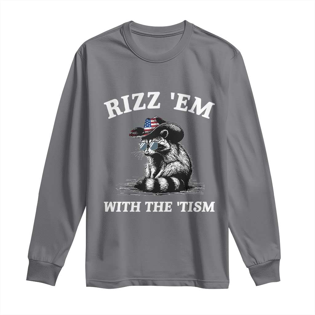 Autism Racoon Cowboy Long Sleeve Shirt Rizz Em With The Tism