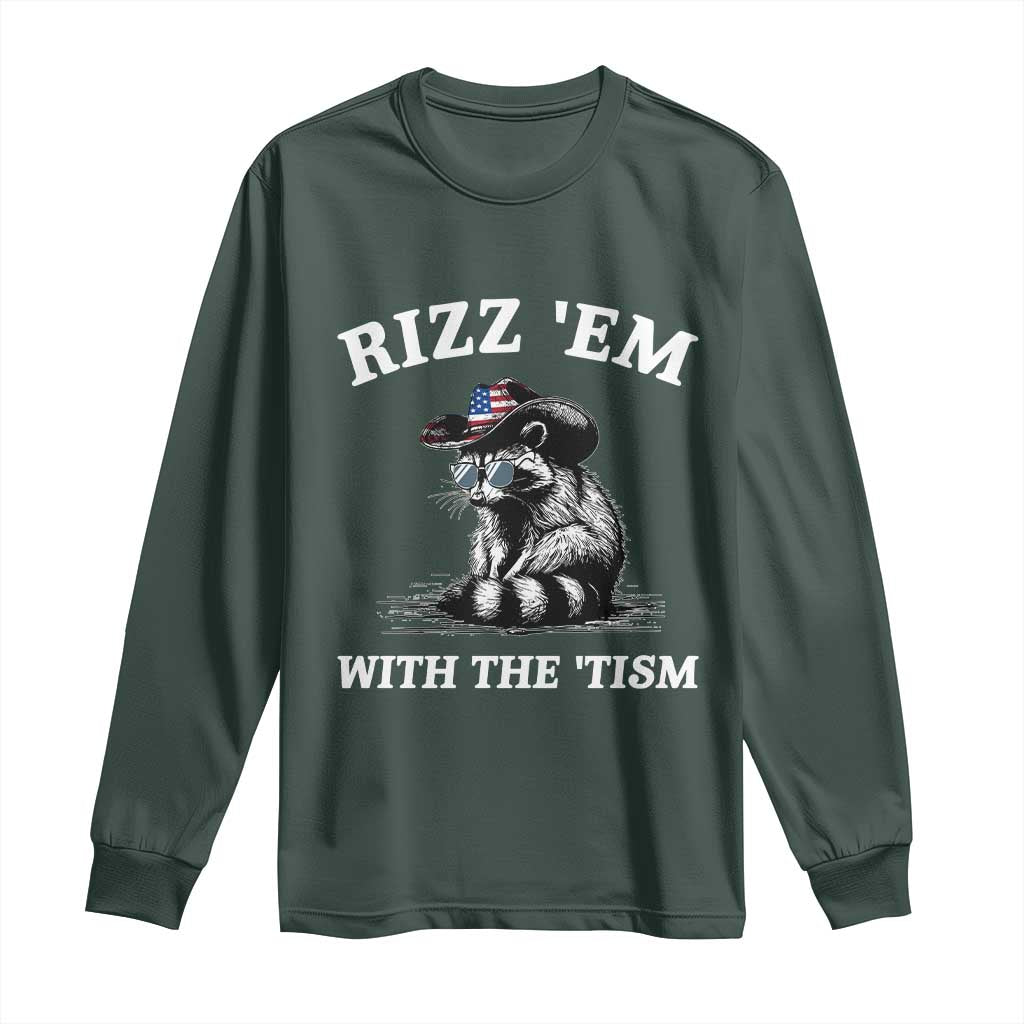 Autism Racoon Cowboy Long Sleeve Shirt Rizz Em With The Tism