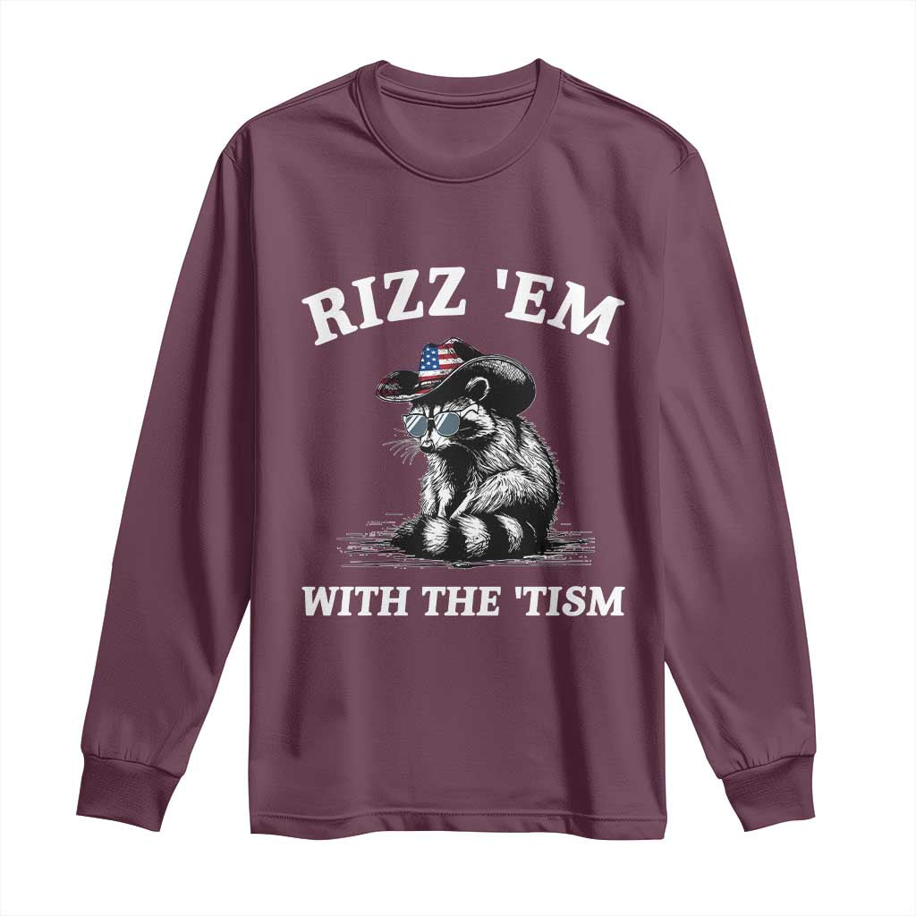 Autism Racoon Cowboy Long Sleeve Shirt Rizz Em With The Tism