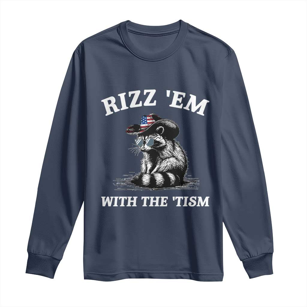 Autism Racoon Cowboy Long Sleeve Shirt Rizz Em With The Tism