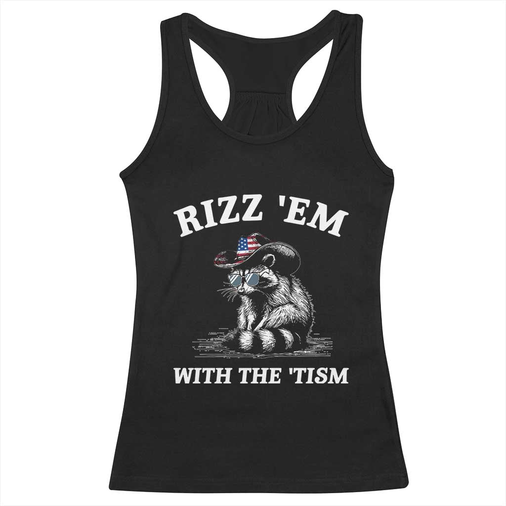 Autism Racoon Cowboy Racerback Tank Top Rizz Em With The Tism