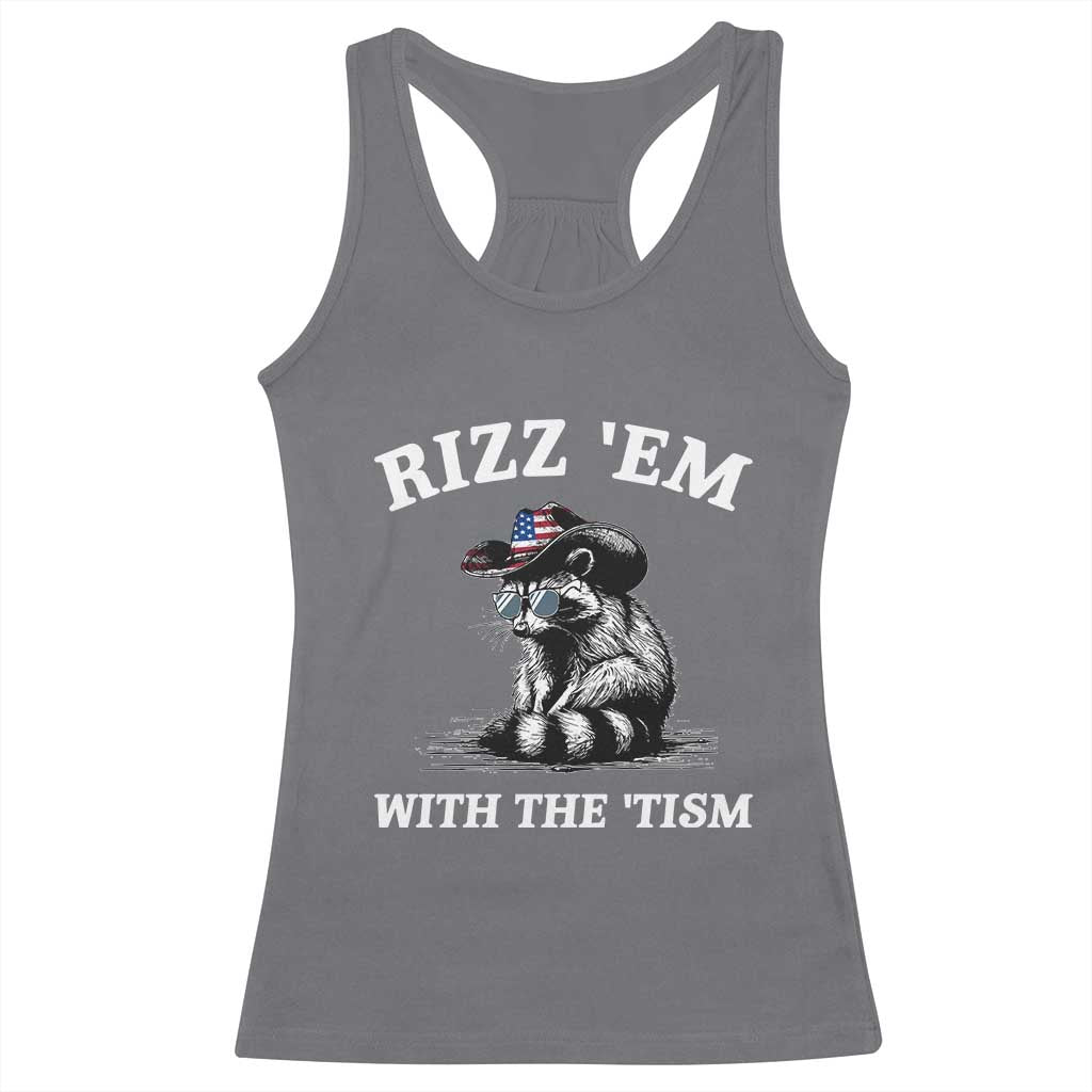 Autism Racoon Cowboy Racerback Tank Top Rizz Em With The Tism
