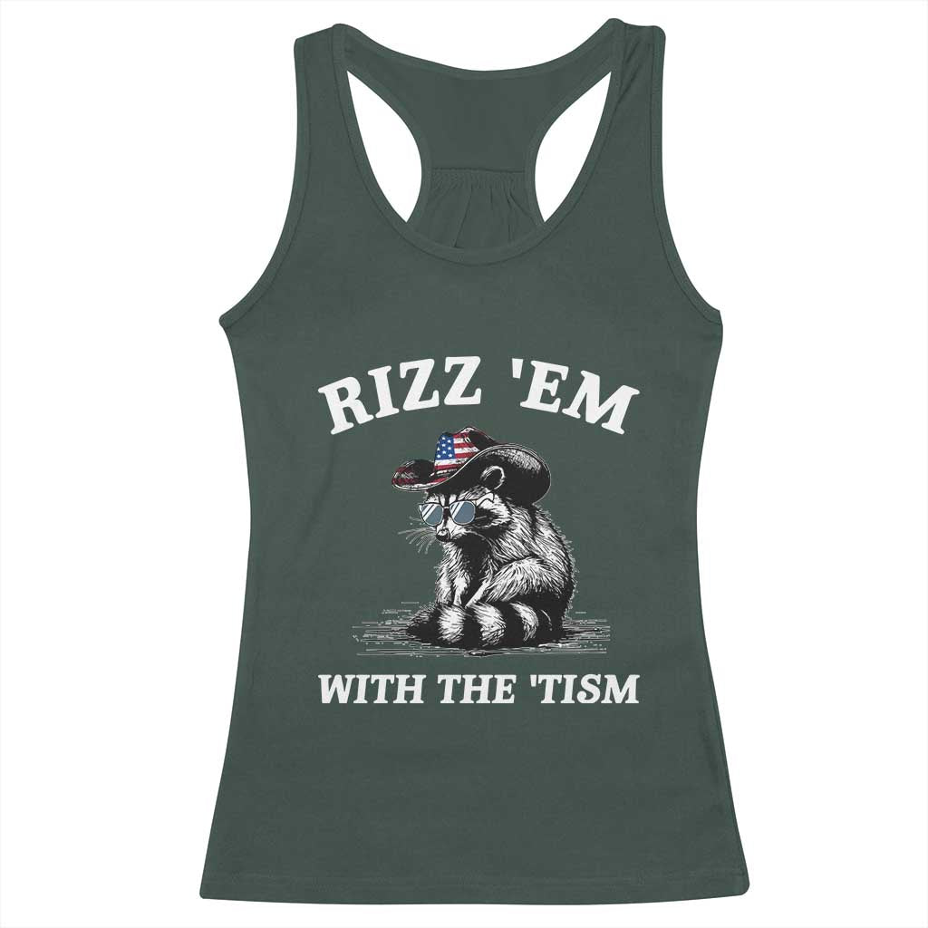 Autism Racoon Cowboy Racerback Tank Top Rizz Em With The Tism