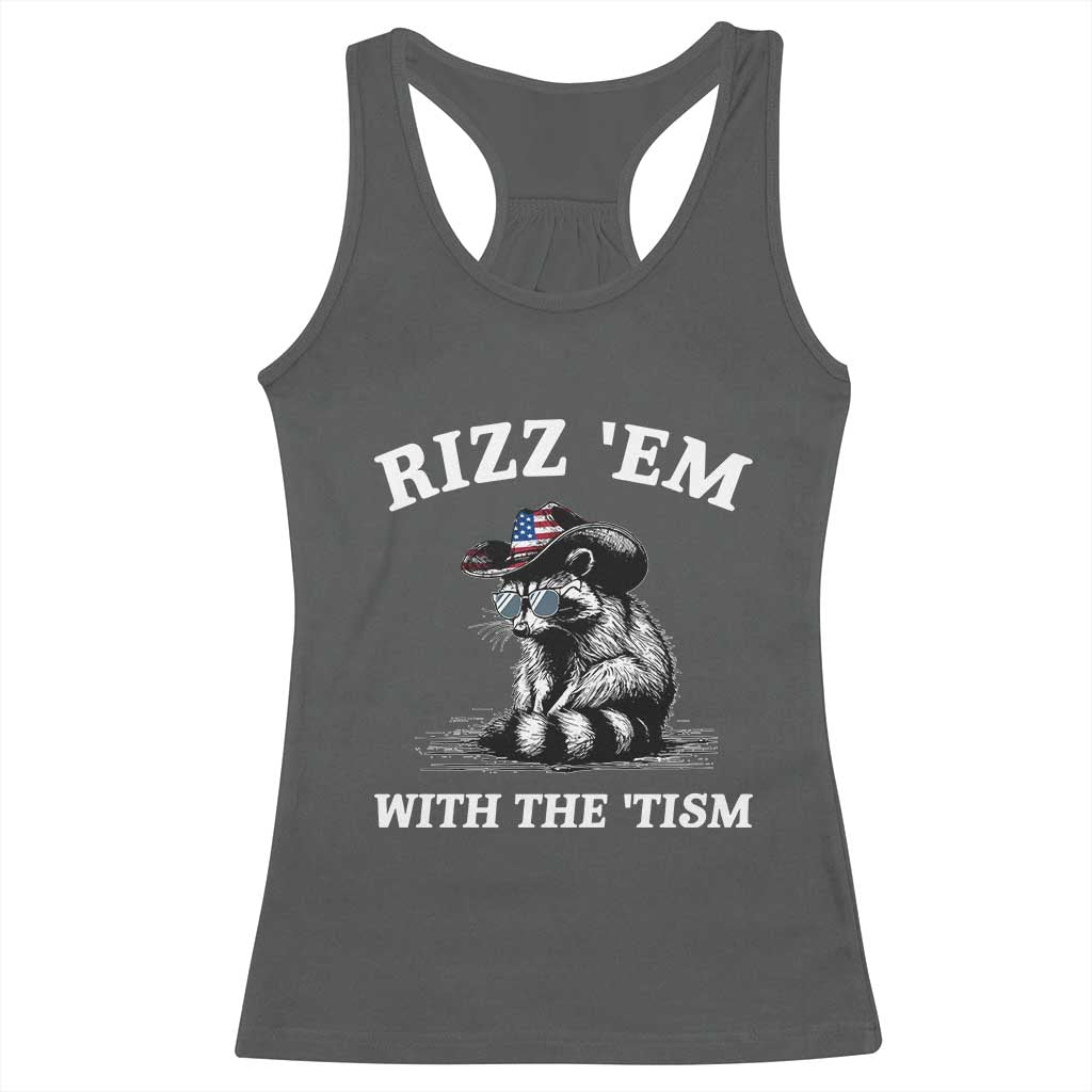 Autism Racoon Cowboy Racerback Tank Top Rizz Em With The Tism