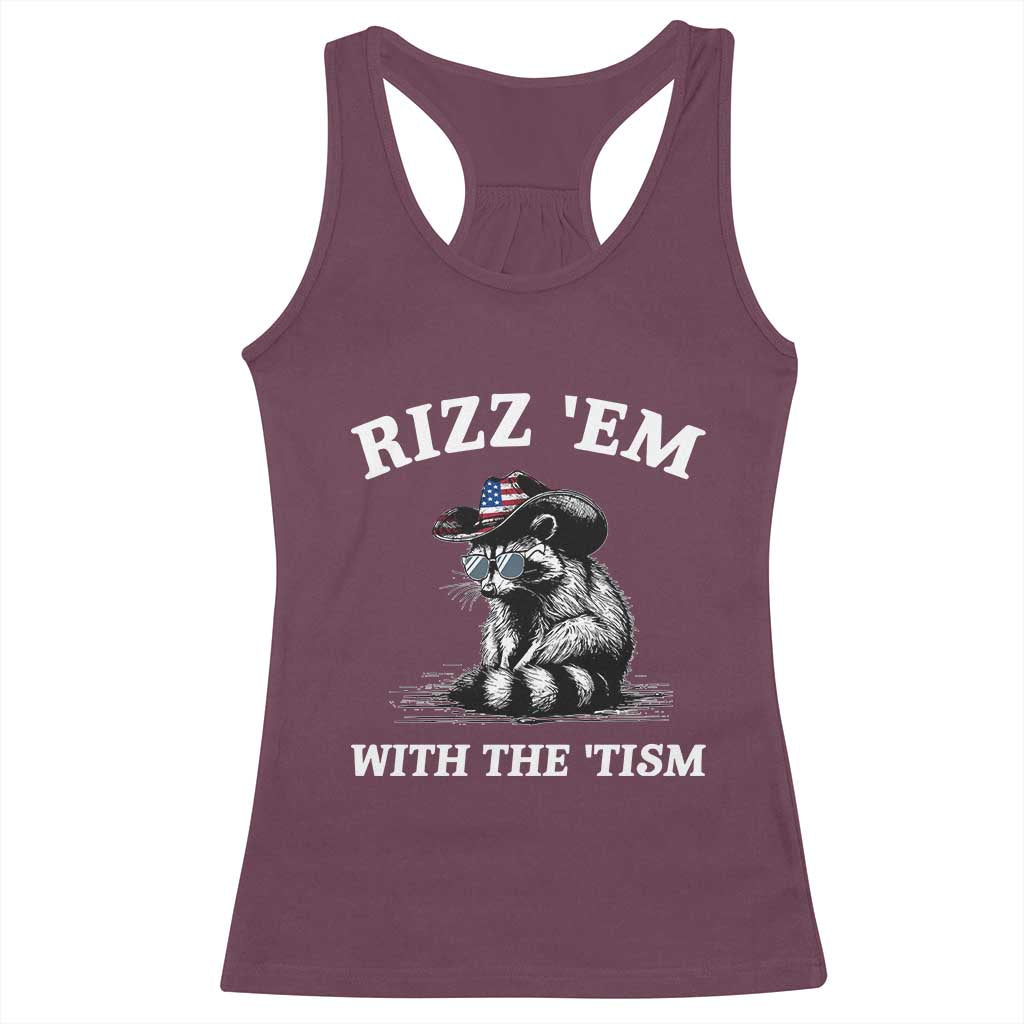 Autism Racoon Cowboy Racerback Tank Top Rizz Em With The Tism