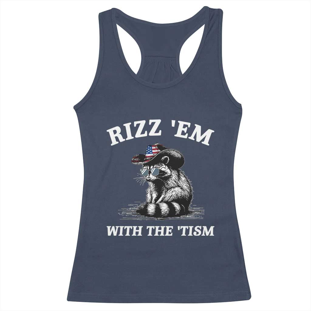 Autism Racoon Cowboy Racerback Tank Top Rizz Em With The Tism