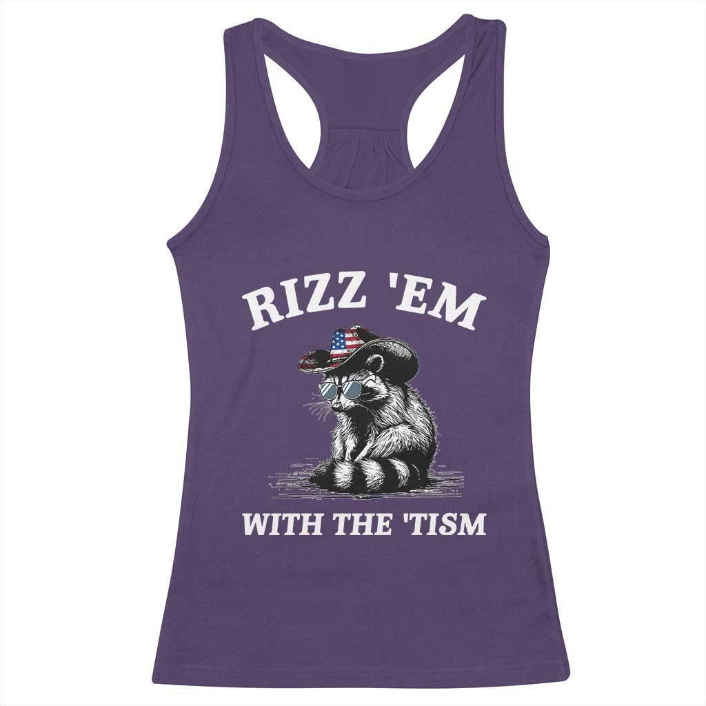 Autism Racoon Cowboy Racerback Tank Top Rizz Em With The Tism
