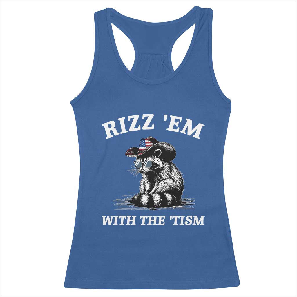 Autism Racoon Cowboy Racerback Tank Top Rizz Em With The Tism
