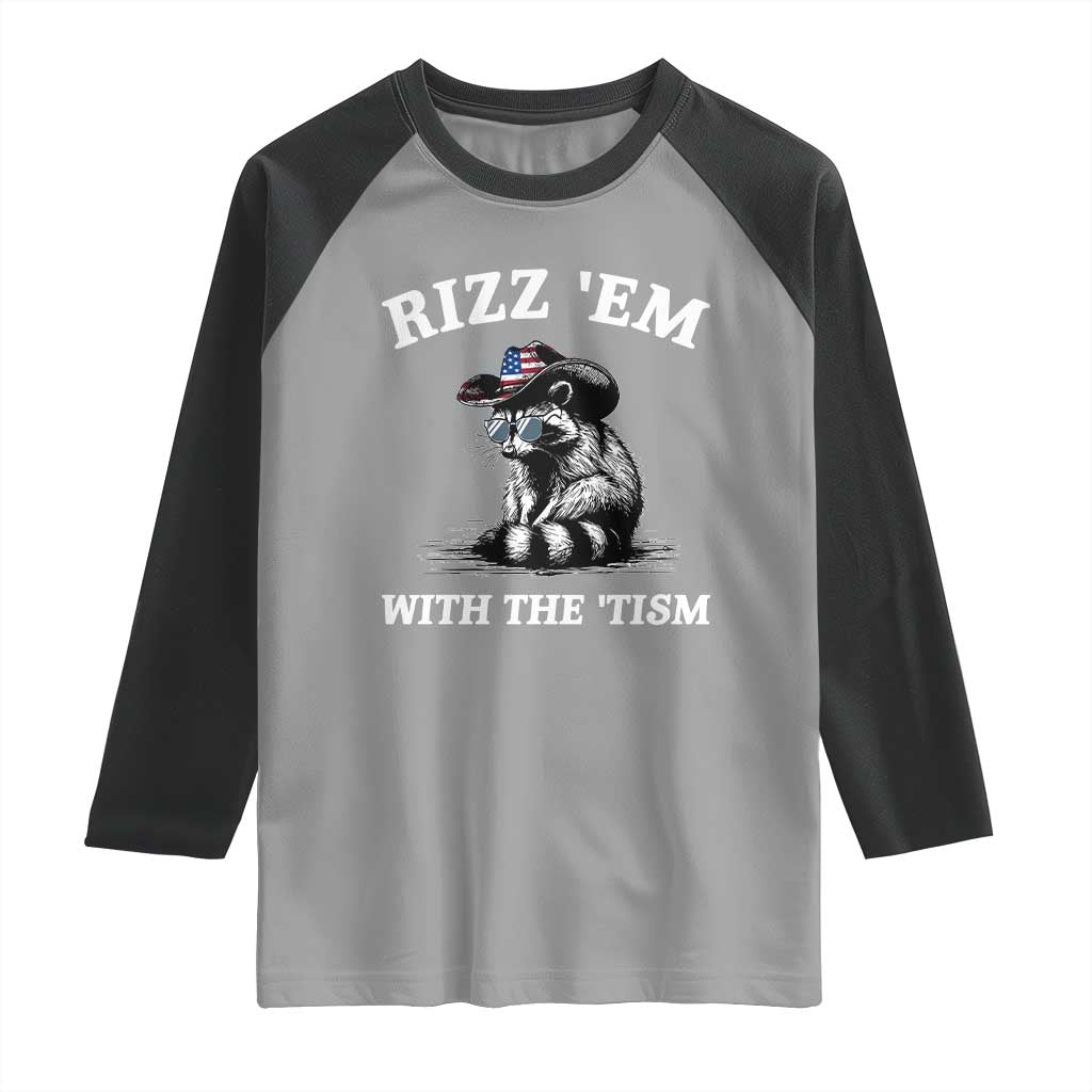 Autism Racoon Cowboy Raglan Shirt Rizz Em With The Tism