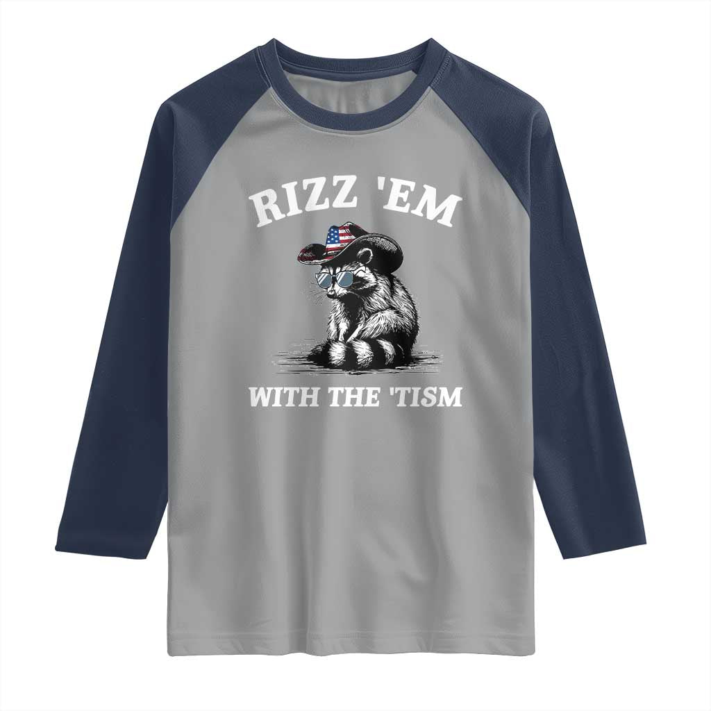 Autism Racoon Cowboy Raglan Shirt Rizz Em With The Tism