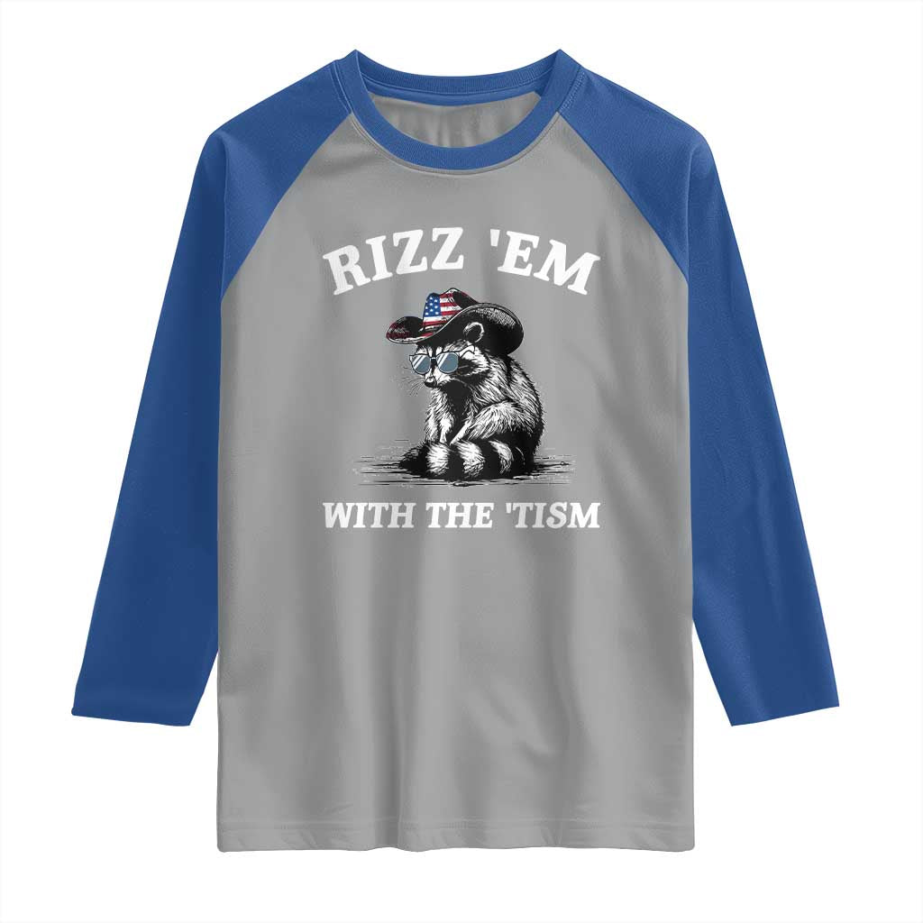 Autism Racoon Cowboy Raglan Shirt Rizz Em With The Tism