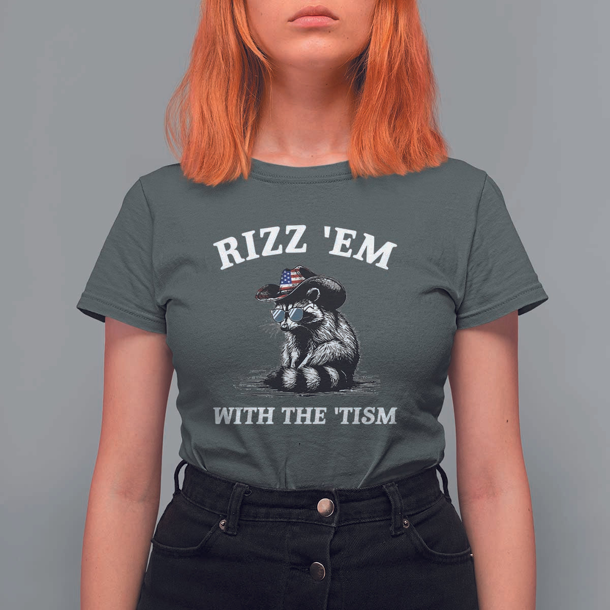 Autism Racoon Cowboy T Shirt For Women Rizz Em With The Tism