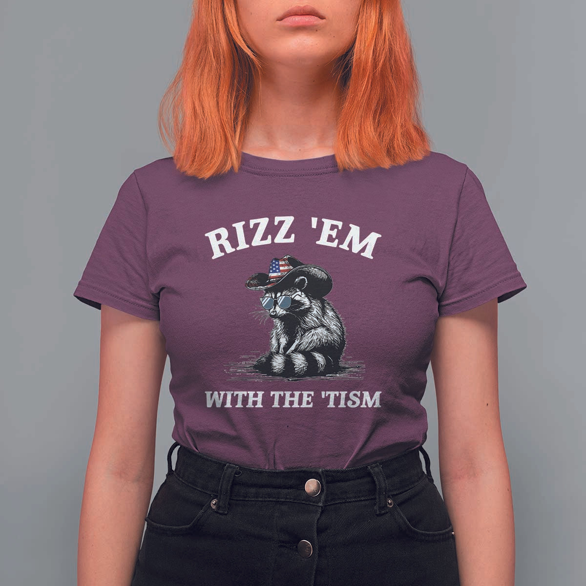 Autism Racoon Cowboy T Shirt For Women Rizz Em With The Tism