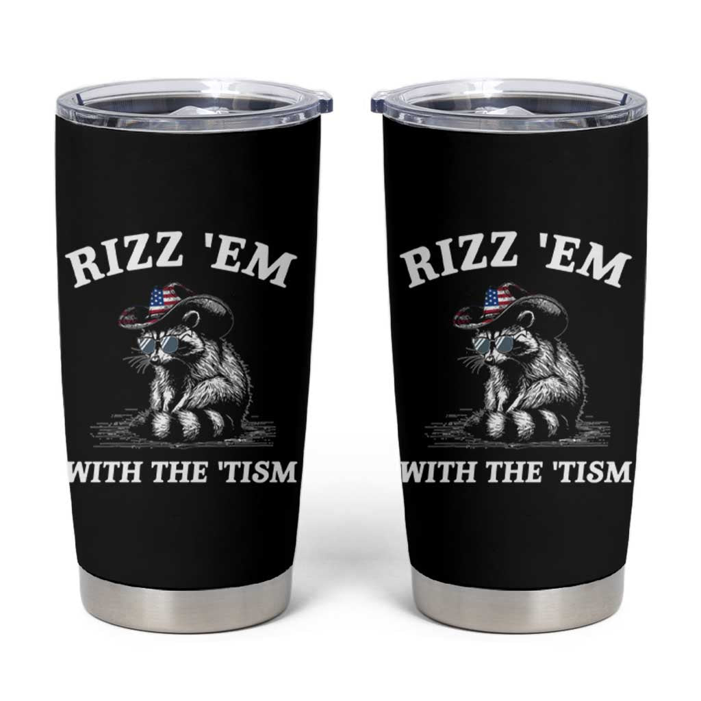 Autism Racoon Cowboy Tumbler Cup Rizz Em With The Tism