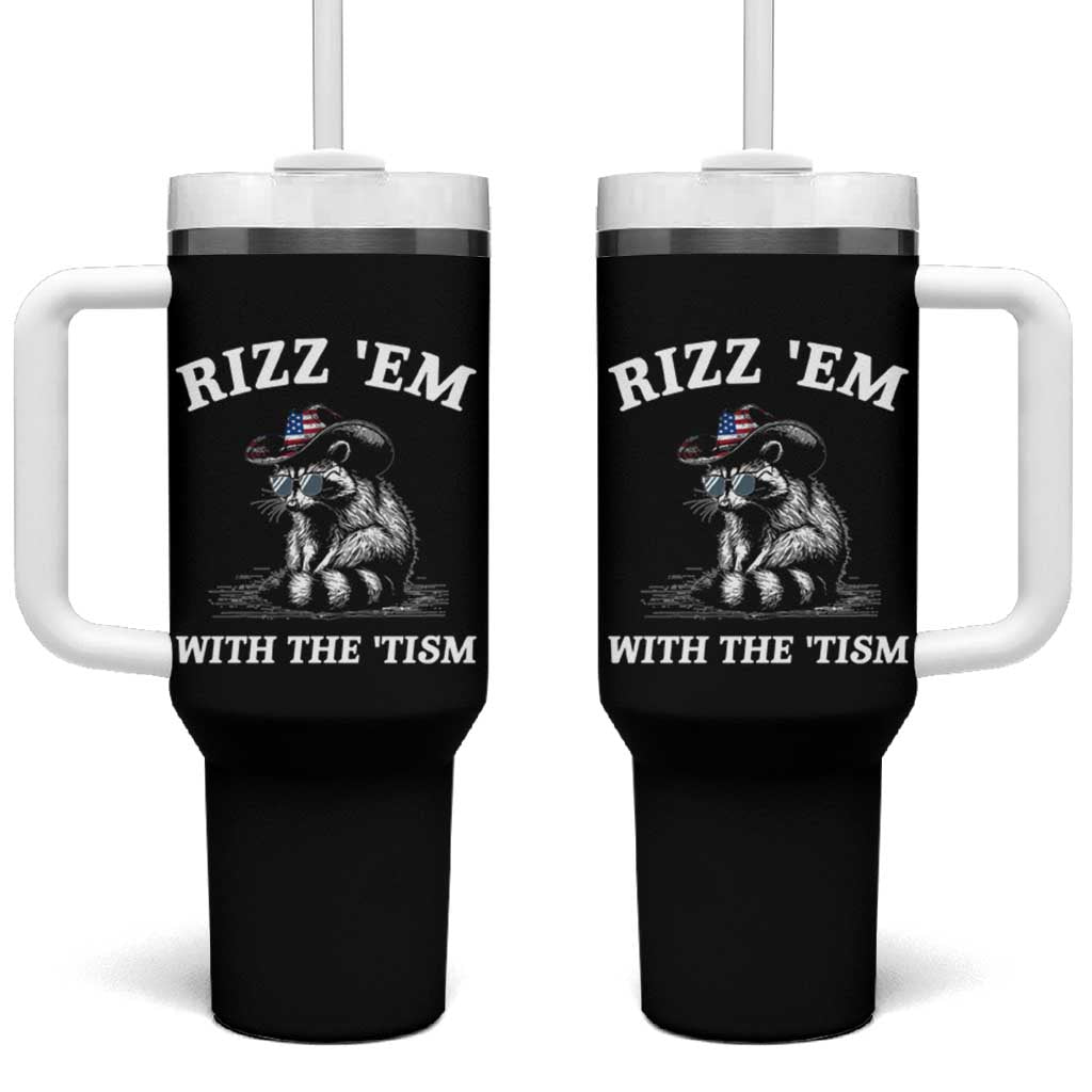 Autism Racoon Cowboy Tumbler With Handle Rizz Em With The Tism