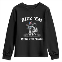 Autism Racoon Cowboy Youth Sweatshirt Rizz Em With The Tism