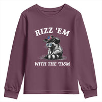Autism Racoon Cowboy Youth Sweatshirt Rizz Em With The Tism