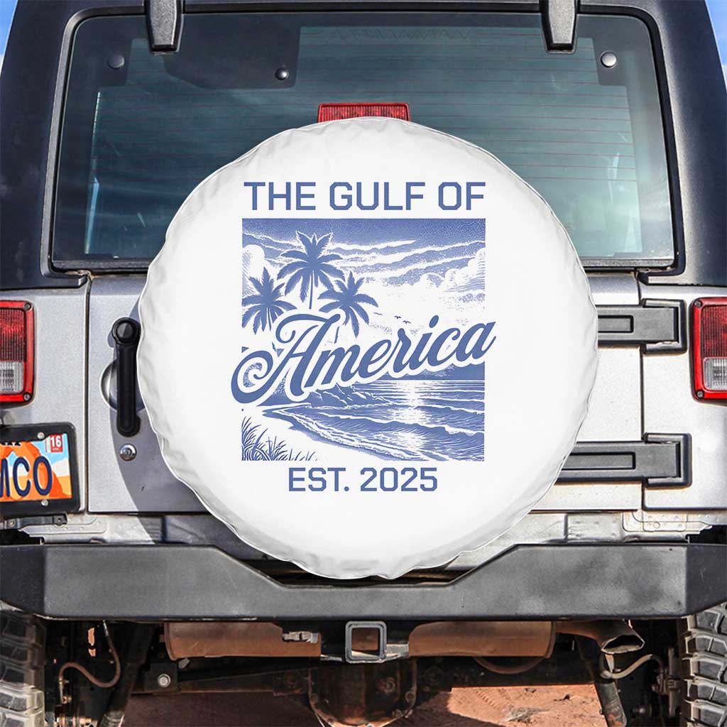 Retro Gulf Of USA Spare Tire Cover America Est 2025 American Flag