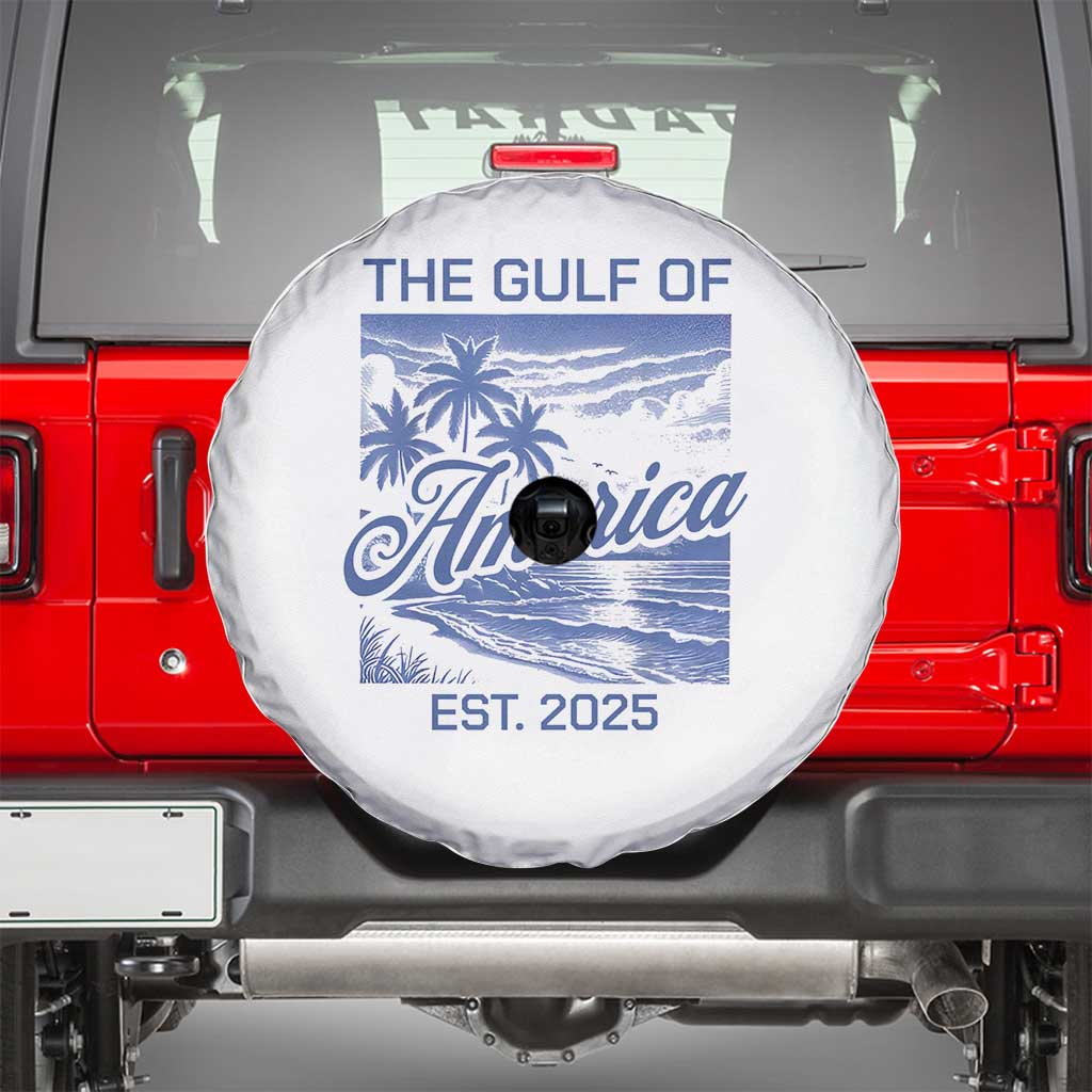 Retro Gulf Of USA Spare Tire Cover America Est 2025 American Flag