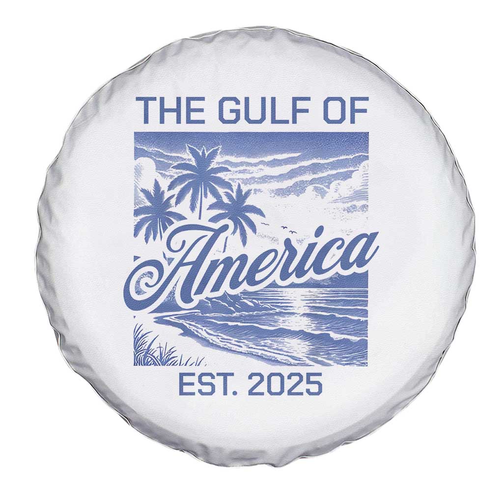 Retro Gulf Of USA Spare Tire Cover America Est 2025 American Flag