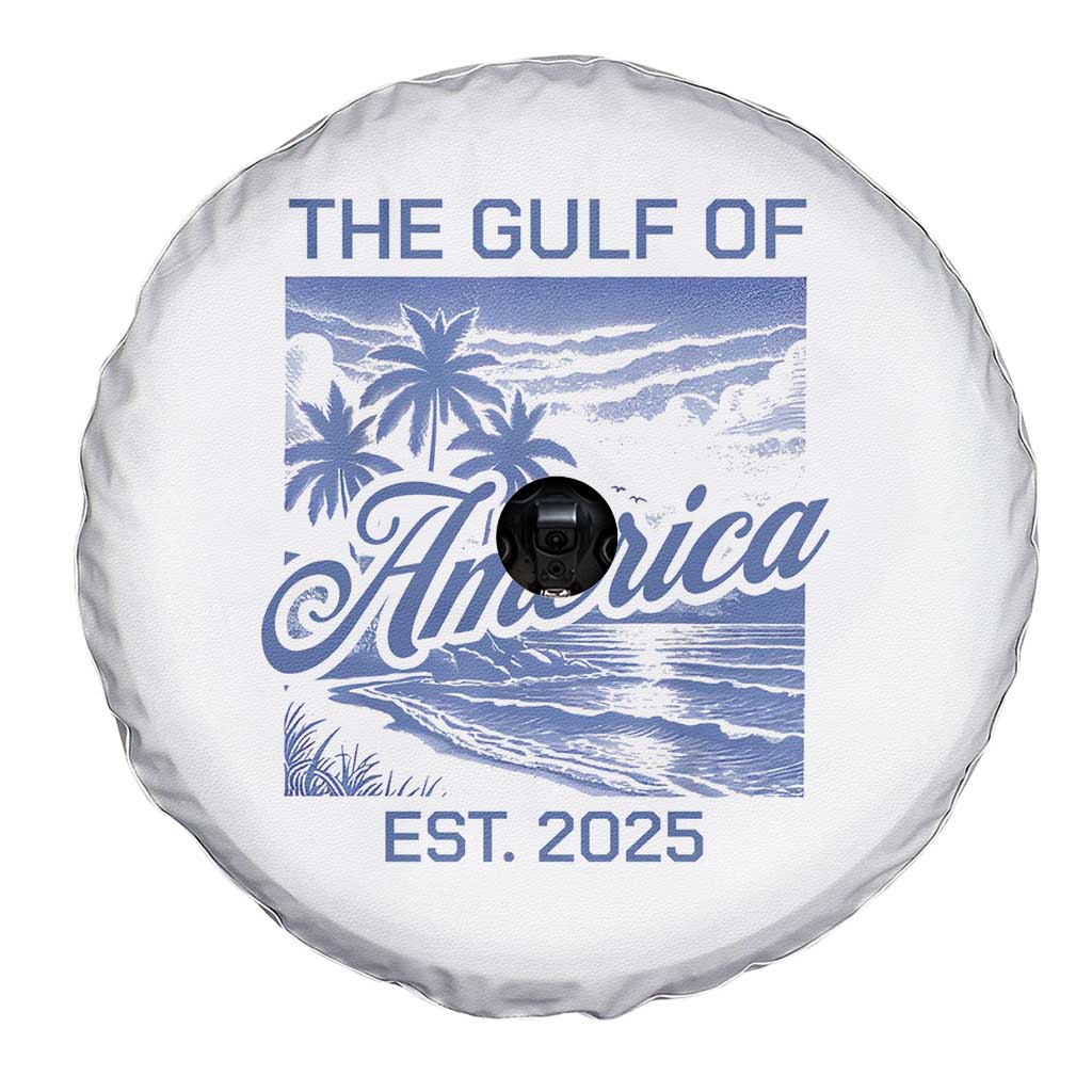 Retro Gulf Of USA Spare Tire Cover America Est 2025 American Flag