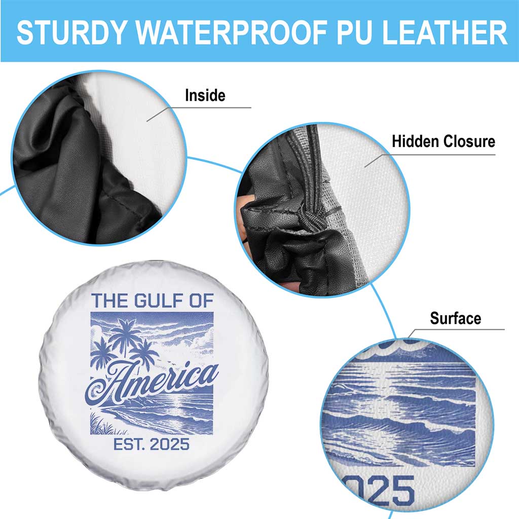 Retro Gulf Of USA Spare Tire Cover America Est 2025 American Flag