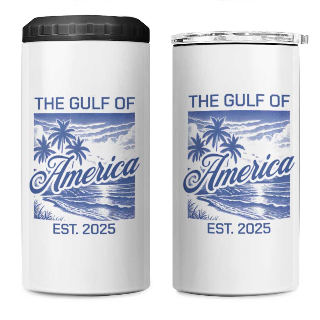 Retro Gulf Of USA 4 in 1 Can Cooler Tumbler America Est 2025 American Flag