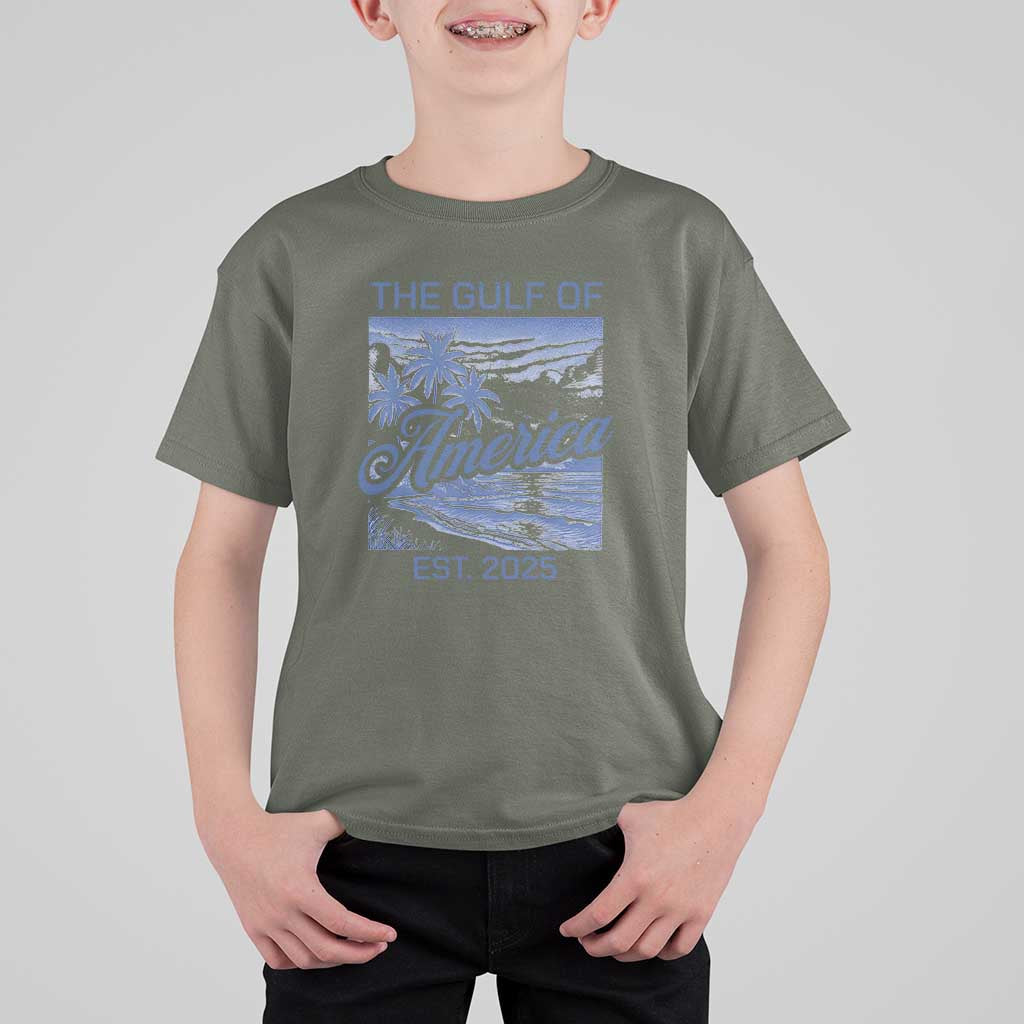 Retro Gulf Of USA T Shirt For Kid America Est 2025 American Flag