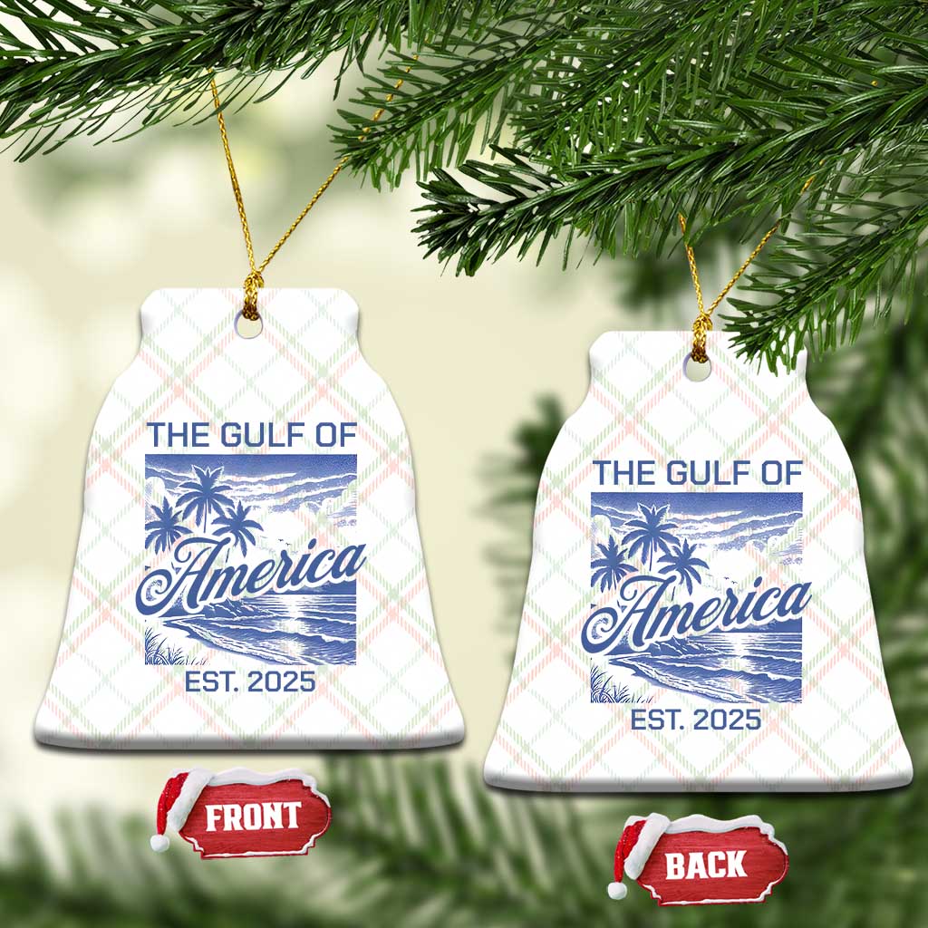 Retro Gulf Of USA Ceramic Ornament America Est 2025 American Flag - Wonder Print Shop