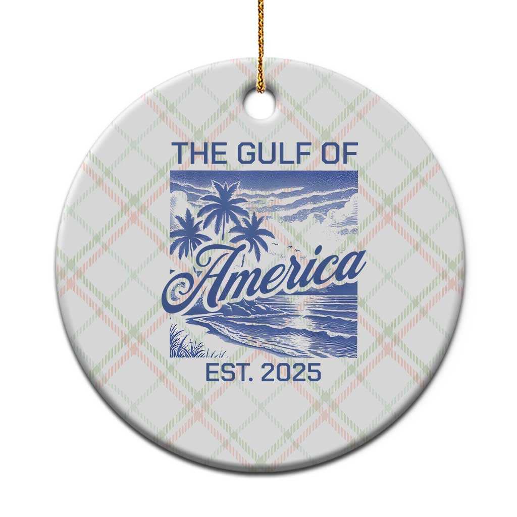 Retro Gulf Of USA Ceramic Ornament America Est 2025 American Flag - Wonder Print Shop