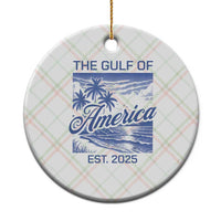 Retro Gulf Of USA Ceramic Ornament America Est 2025 American Flag - Wonder Print Shop
