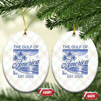 Retro Gulf Of USA Ceramic Ornament America Est 2025 American Flag - Wonder Print Shop