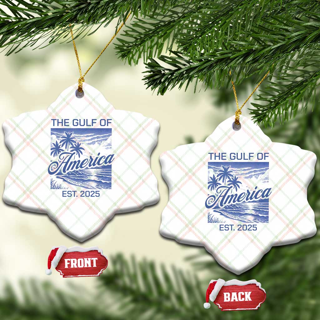 Retro Gulf Of USA Ceramic Ornament America Est 2025 American Flag - Wonder Print Shop