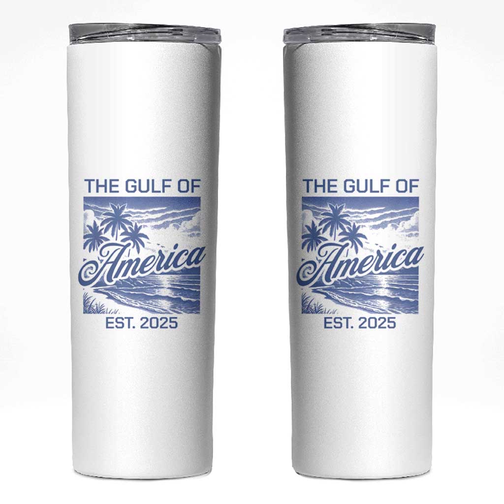 Retro Gulf Of USA Skinny Tumbler America Est 2025 American Flag