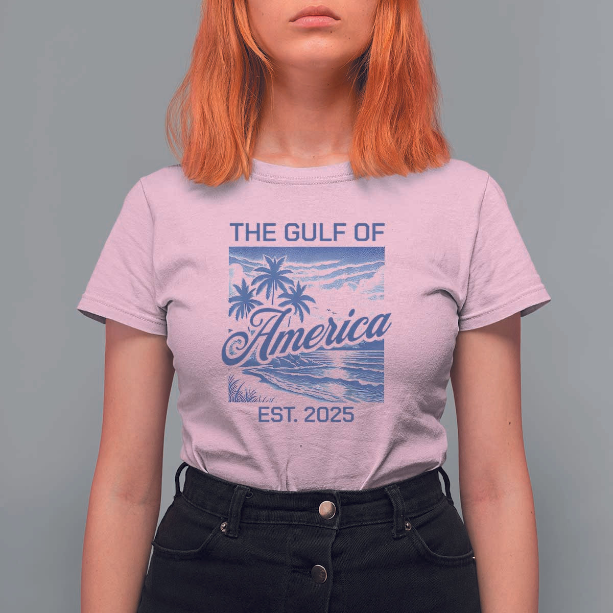 Retro Gulf Of USA T Shirt For Women America Est 2025 American Flag
