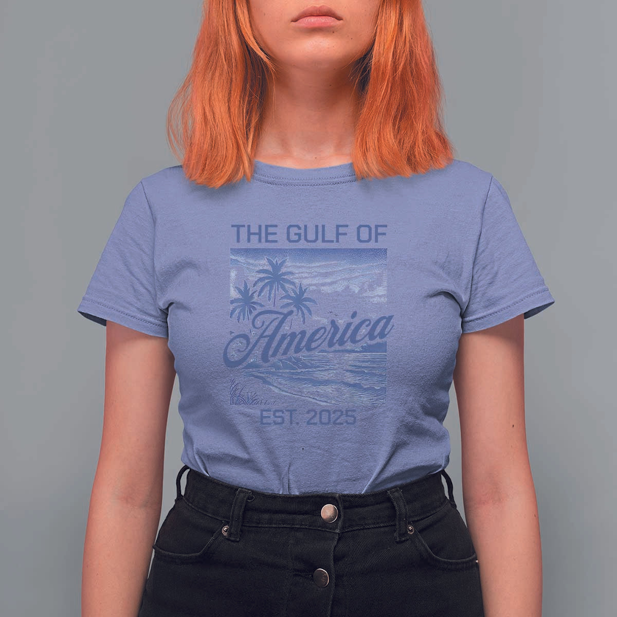 Retro Gulf Of USA T Shirt For Women America Est 2025 American Flag